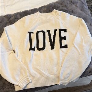 Old Navy Cream Sweater with Black LOVE Design